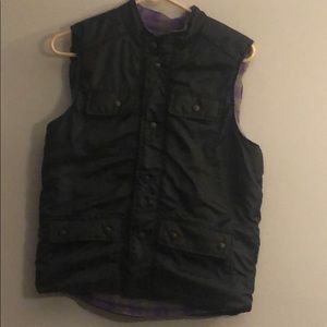 Heritage 1981 Black and Purple Plaid Puffer Vest